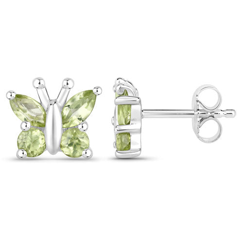 Pendientes de Peridoto Genuino de 1.00 Quilate en Plata Esterlina .925