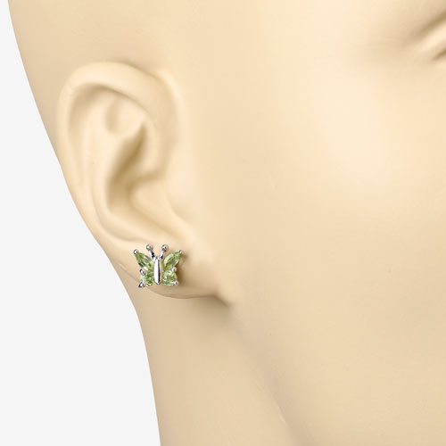 Pendientes de Peridoto Genuino de 1.00 Quilate en Plata Esterlina .925