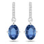 1.95 Carat Genuine Blue Sapphire and Diamond 14K White Gold Earrings