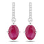 1.75 Carat Genuine Ruby and White Diamond 10K White Gold Earrings