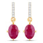 1.75 Carat Genuine Ruby and White Diamond 10K Yellow Gold Earrings