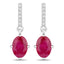 Pendientes de Rubí y Diamante Blanco de 1.75 Quilates en Oro Blanco de 14K