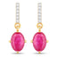 1.75 Carat Genuine Ruby and White Diamond 14K Yellow Gold Earrings