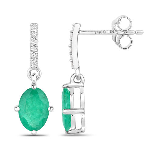 Pendientes de Esmeralda Zambiana y Diamante Blanco de 1.49 Quilates
