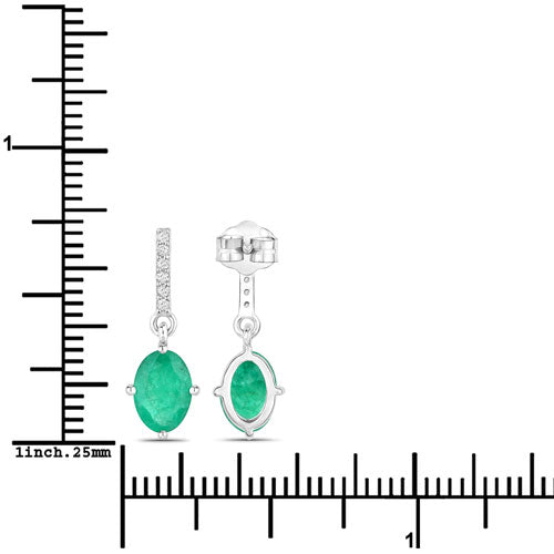 Pendientes de Esmeralda Zambiana y Diamante Blanco de 1.49 Quilates