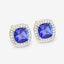 5.98 Carat Genuine Tanzanite and White Diamond Earrings in 14K Gold