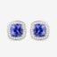 5.98 Carat Genuine Tanzanite and White Diamond Earrings in 14K Gold
