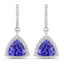 3.86 Carat Genuine Tanzanite and White Diamond Earrings in 14K White Gold