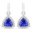 3.86 Carat Genuine Tanzanite and White Diamond Earrings in 14K White Gold