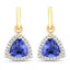 3.86 Carat Genuine Tanzanite and Diamond 14K Yellow Gold Earrings