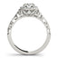 14k White Gold Halo Antique Style Round Diamond Engagement Ring