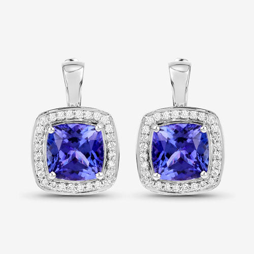 Pendientes de Tanzanita y Diamante Blanco de 5.95 Quilates en Oro Blanco de 14K