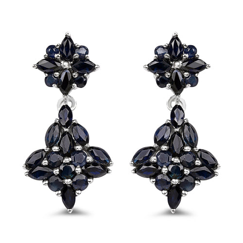 Boucles d'oreilles en argent sterling avec saphirs bleus véritables de 3,33 carats