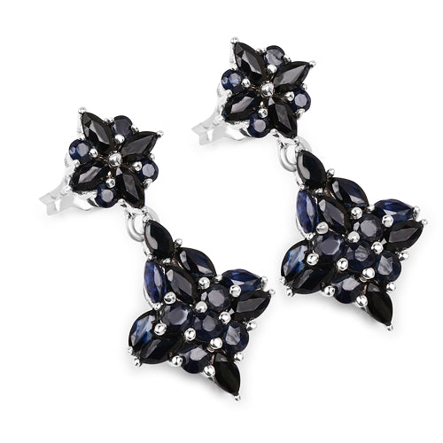 Boucles d'oreilles en argent sterling avec saphirs bleus véritables de 3,33 carats