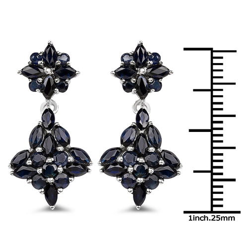 Boucles d'oreilles en argent sterling avec saphirs bleus véritables de 3,33 carats