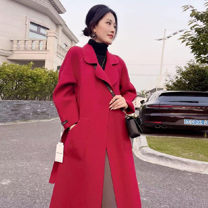 Abrigo de Cashmere Doble Cara de Longitud Media para Mujeres