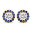 Pendientes de Zafiro Azul de 1.52 Quilates y Diamante Creado en Laboratorio en Oro de 14K