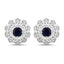 Boucles d'oreilles en saphir bleu et diamant de 0,60 carat en or blanc 14K
