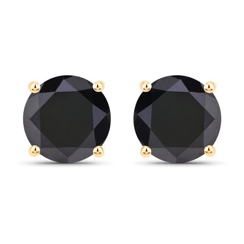 Boucles d'oreilles en diamant noir véritable de 4,12 carats en or jaune 14K