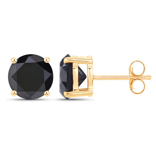 Boucles d'oreilles en diamant noir véritable de 4,12 carats en or jaune 14K