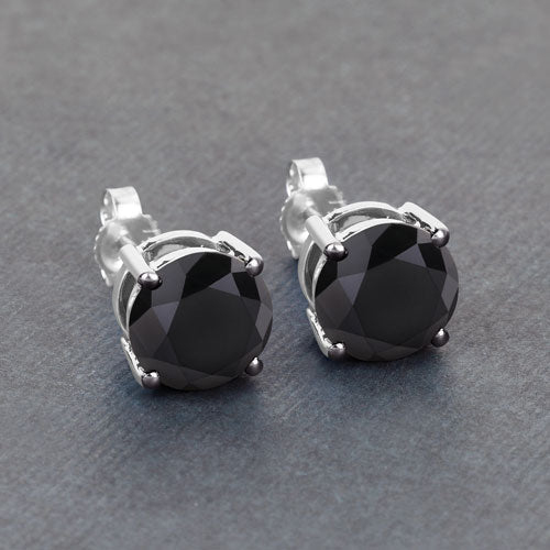 Pendientes de diamante negro genuino de 4.91 quilates en oro blanco de 14K