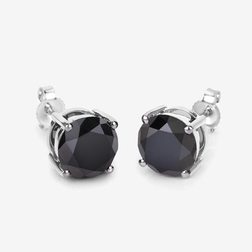 Boucles d'oreilles en diamant noir véritable de 4,25 carats en or blanc 14K