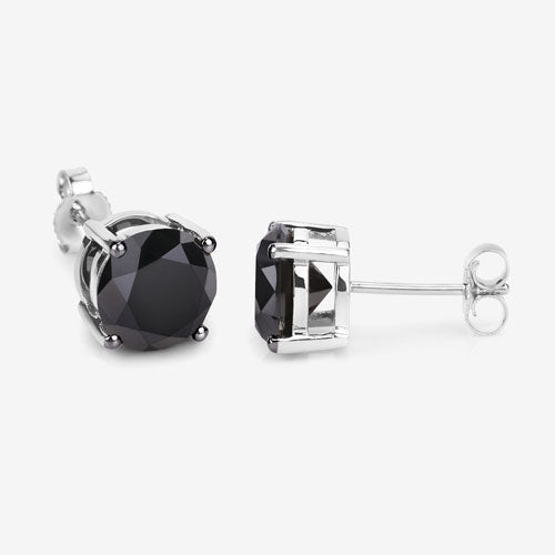 Pendientes de diamante negro genuino de 4.91 quilates en oro blanco de 14K