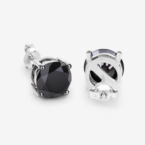 Boucles d'oreilles en diamant noir véritable de 4,25 carats en or blanc 14K