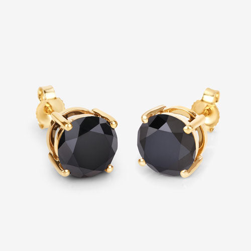 Boucles d'oreilles en diamant noir véritable de 4,12 carats en or jaune 14K