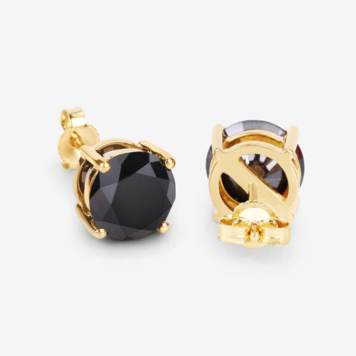 Boucles d'oreilles en diamant noir véritable de 4,12 carats en or jaune 14K