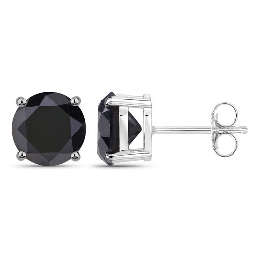 Boucles d'oreilles en diamant noir véritable de 5,41 carats en or blanc 14K