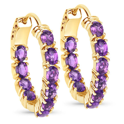 Pendientes de Amatista Genuina de 3.20 Quilates en Plata Esterlina .925