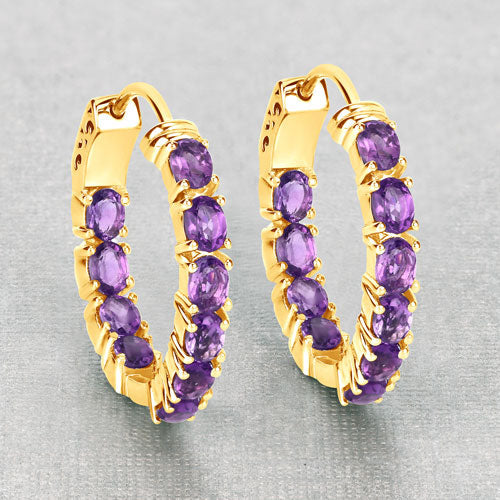 Pendientes de Amatista Genuina de 3.20 Quilates en Plata Esterlina .925