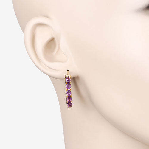 Pendientes de Amatista Genuina de 3.20 Quilates en Plata Esterlina .925
