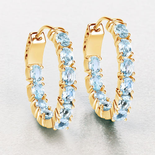 Boucles d'oreilles en argent sterling avec topaze bleue véritable de 3,80 carats