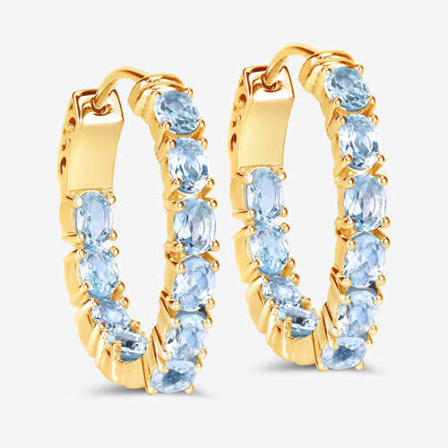 Boucles d'oreilles en argent sterling avec topaze bleue véritable de 3,80 carats