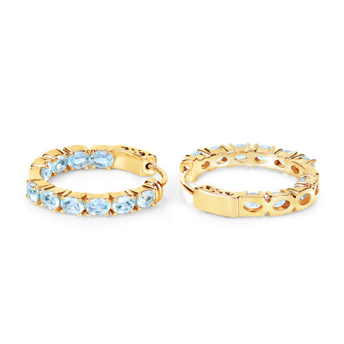 Boucles d'oreilles en argent sterling avec topaze bleue véritable de 3,80 carats
