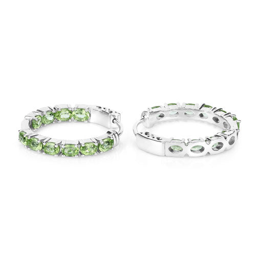 Pendientes de aro de plata esterlina .925 con peridoto genuino de 3.40 quilates