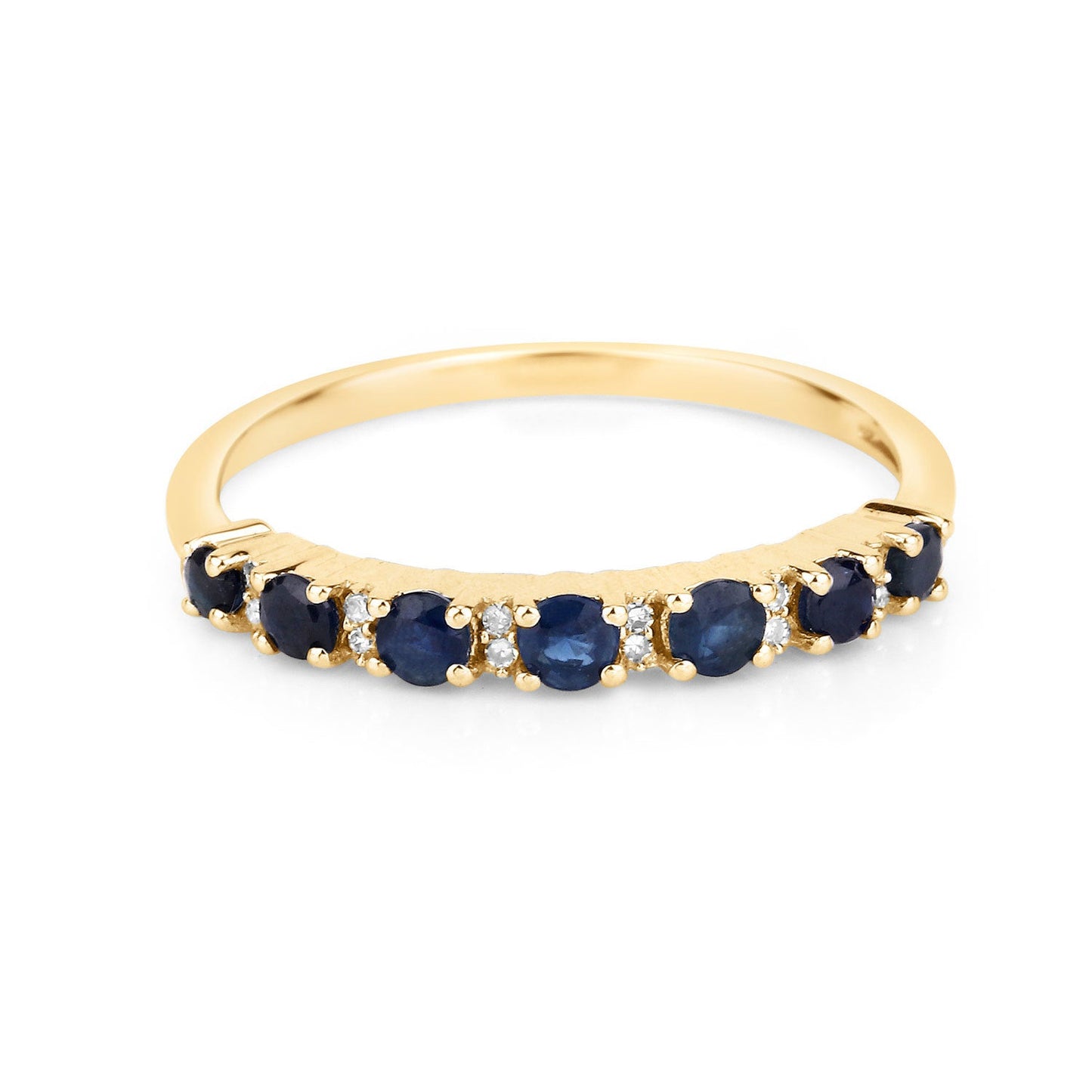 0.43 Carat Blue Sapphire & White Diamond 14K Yellow Gold Engagement Ring