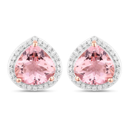 Boucles d'oreilles halo en morganite et diamants de 3,27 carats