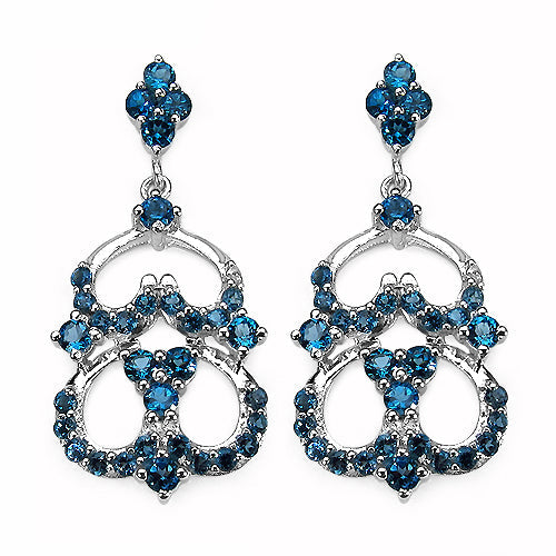 Pendientes de plata esterlina con topacio azul de Londres de 4.84 quilates