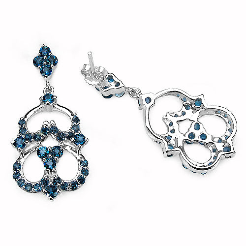 Pendientes de plata esterlina con topacio azul de Londres de 4.84 quilates