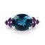 Bague en argent sterling avec topaze bleue de Londres et améthystes de 6,60 carats
