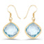 Boucles d'oreilles pendantes en topaze bleue plaquées or jaune 14K