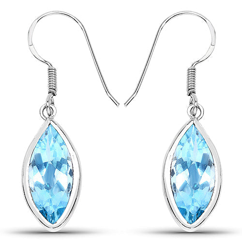 Pendientes de plata esterlina con topacio azul genuino de 9.76 quilates