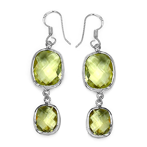 Boucles d'oreilles en argent sterling avec quartz citron véritable de 25,74 carats