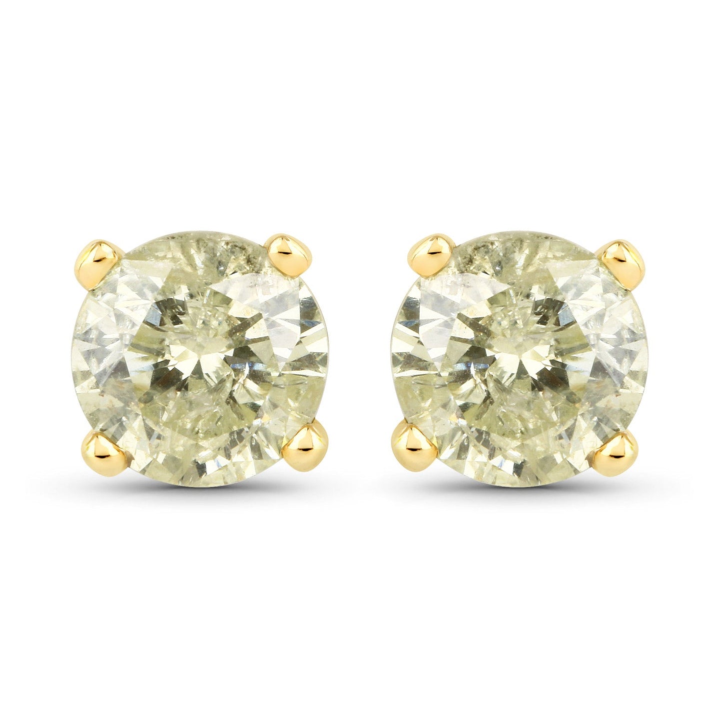 Boucles d'oreilles en or jaune 14K avec diamants LB de 1,15 carat