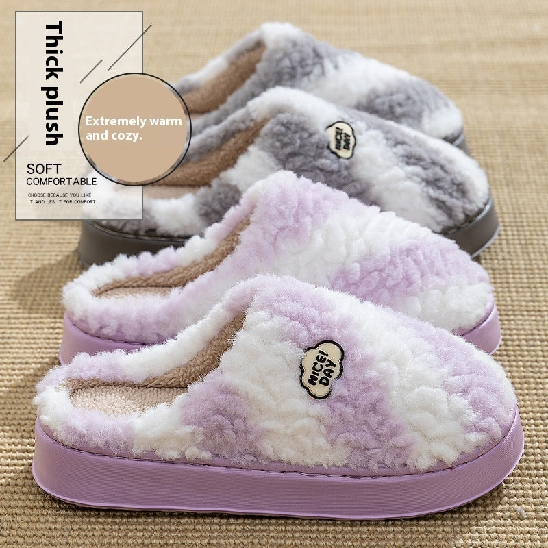 Chaussons en velours coton non glissants pour femmes