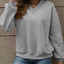 V-Neck Solid Color Casual Sweatshirt