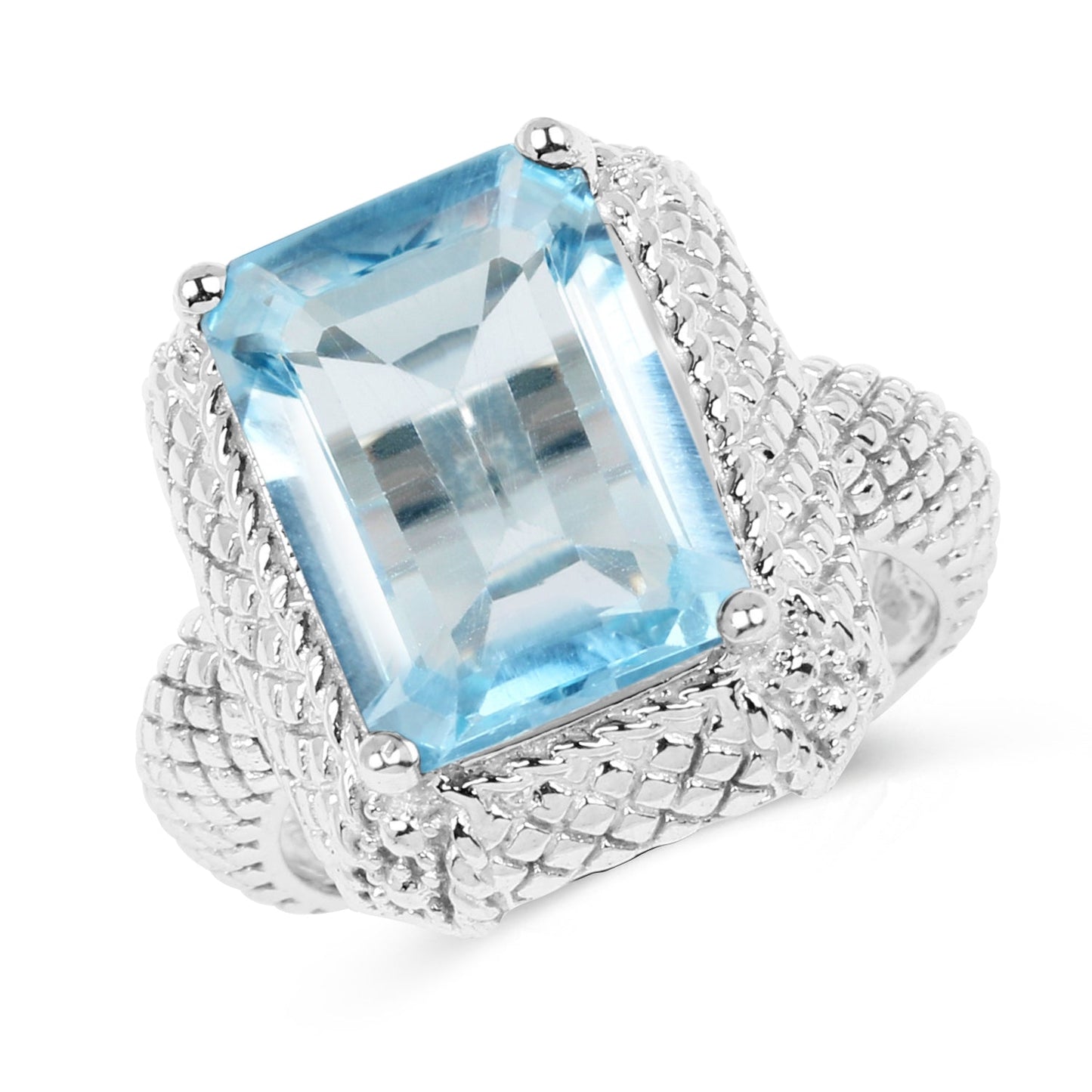 9.25 Carat Genuine Blue Topaz Sterling Silver Ring